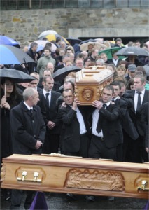The Funeral of Darren Downey and Gary McLaughlin in Burt on Wednesday. Pic: Trevor McBride.